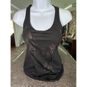 Lululemon Floral Elevate Tank Top Black y Floral sz 4 see all pics